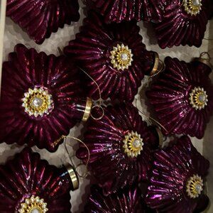 Set of 10 Beautiful 5 Sided 3 D Ornament Purple Regal Gem Color